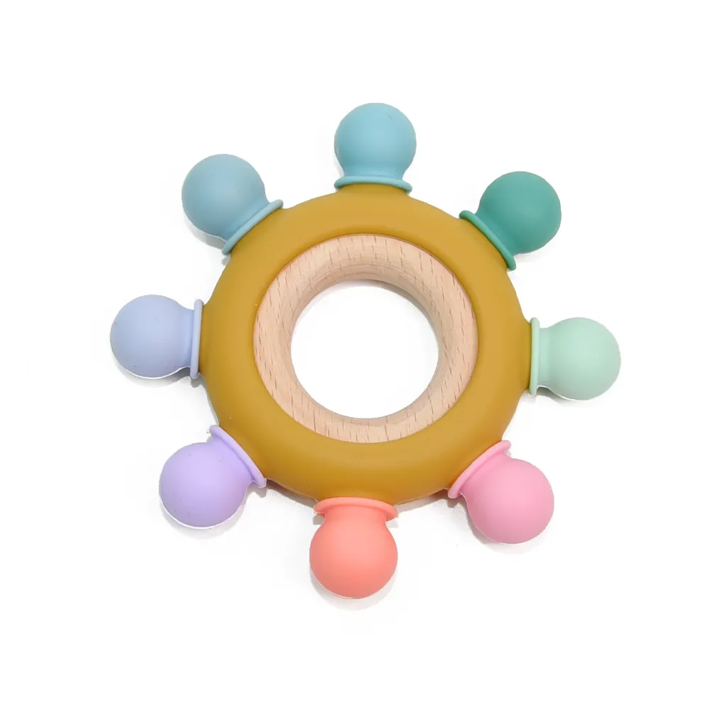 Jouet anneau de dentition en Silicone 1 pièce, jouet respectueux de l'environnement pour bébé, à forme ronde de couronne