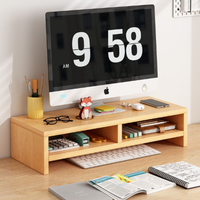 Support mural trépied en bois pour moniteur, ordinateurs portables et smartphones - Réglable, écologique, portable, multifonctionnel, organisateur de rangement