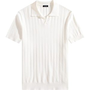 Polo de Punto de Manga Corta para Hombre FOXA, Textura Acanalada, Cuello Johnny, Transpirable, Ropa Casual de Verano - Product Image 6