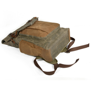 Không thấm nước mạnh mẽ sáp vải <span class=keywords><strong>Roll</strong></span>-TOP Ba lô cho nam giới phụ nữ máy tính xách tay Daypack cho du lịch đi bộ đường dài làm việc - Product Image 4