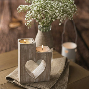 Curio Craft Natural Wood Square Shape Tea Light <b>Holder</b> Handmade Home Decoration Model CC-WTLC 26 for Birthday Easter Valentine's - Product Image 1