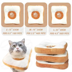 Schattige Toastvormige Zachte Gewatteerde Herstelkraag Voor Katten En Honden Verstelbare Beschermende Anti-Likkegel Alternatief - Product Image 6