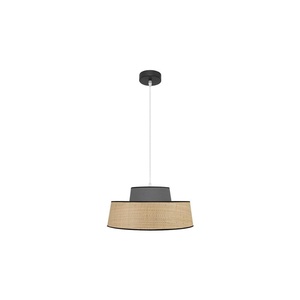 Lampada a sospensione E27, finitura naturale e grigia, dimensioni 40x40 cm, ideale per la decorazione e l'ambientazione degli interni. - Product Image 1