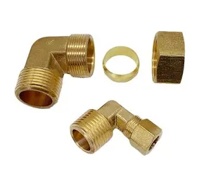 Brass Ferrule Hose Compression Pipe Fittings Brass Male To Copper Connector Elbow Brass Fittings