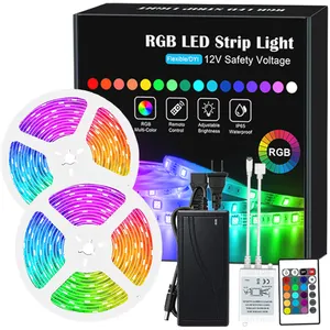 RGB LED Light 5050 12V LED Strip 10M DC Ruban LED RGB impermeabile LedStrip Light Neon Light 12V Power Adapter