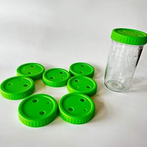 聚丙烯塑料盖，用于宽口梅森罐子86毫米，带3个孔2个小孔1个大孔 - Product Image 1