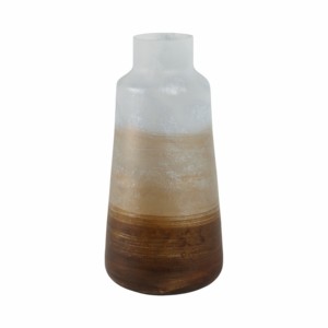 Vaso in vetro affusolato contemporaneo per l'arredamento del soggiorno, moderno vaso decorativo da tavolo per fiori. - Product Image 4