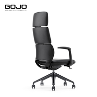 Chaise de bureau de direction moderne haut de gamme en cuir, dossier haut, pivotante, avec accoudoirs en aluminium pour PDG