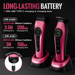 PPRITECHピンクベクトル外部ローターモーターバーバー用品高速クリッパーセットプロヘアクリッパーチタンカッター付き - Product Image 5