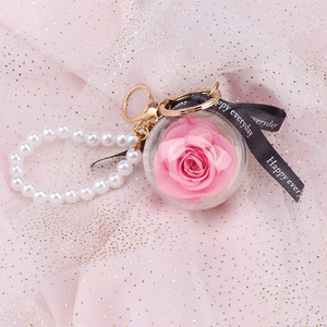 5.5cm éternelle Rose fleur acrylique boule porte-clés conservé fleur sac pendentif voiture suspendu préservé fleur porte-clés - Product Image 6