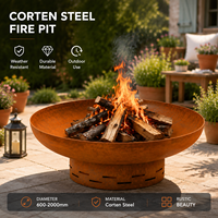 Barbecue rond en acier Corten, foyer extérieur pour brûler du bois, idéal pour la terrasse ou le jardin