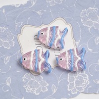 Manik-manik Kaca Lampwork Motif Ikan Bergaris F107 Multiwarna Lukisan Tangan Pola Gelombang Mengkilap Anti Luntur Hiasan Hewan Laut DIY Perhiasan Dekorasi Rambut