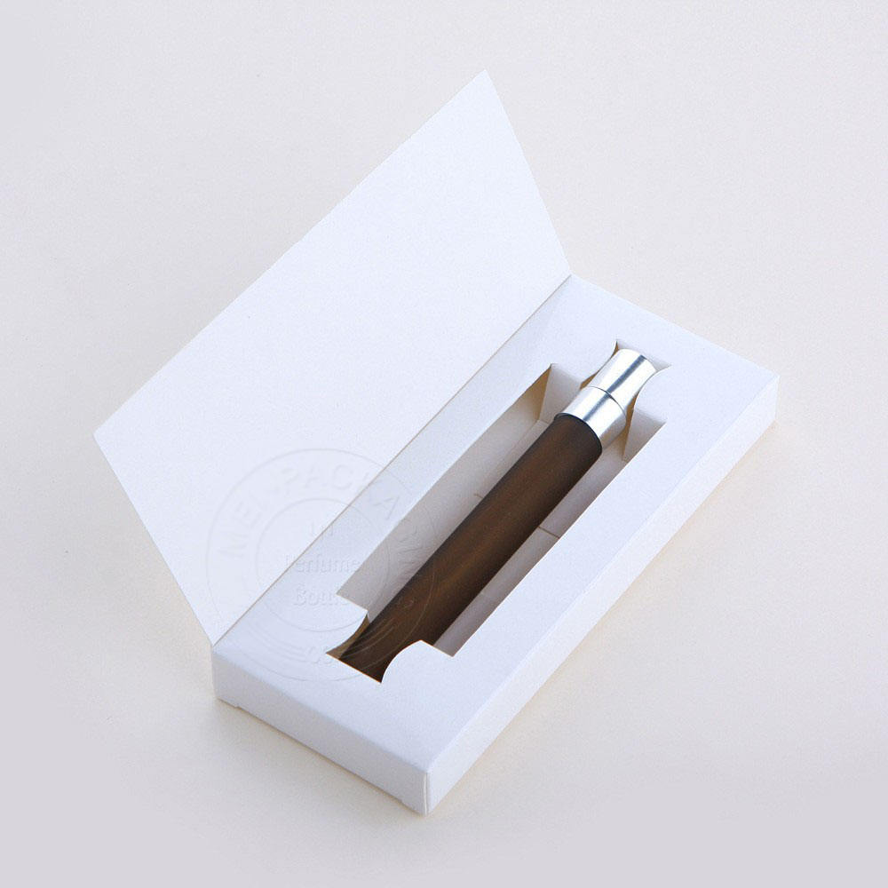 frosted amber bottle + silver sprayer + white box