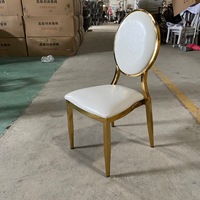 Chaise de mariage en acier inoxydable doré, dossier rond, coussin en éponge, empilable, design moderne, pour événements hôteliers
