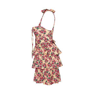 Vestido de Noche con Tirantes y Estampado Floral de Loto - Product Image 4