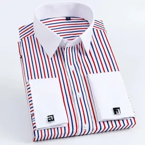 Goedkope Custom Logo Plus Size Mannen Strip Shirts Mode Mannen 100% Katoen/Poylester/Spendex Business Casual Shirt