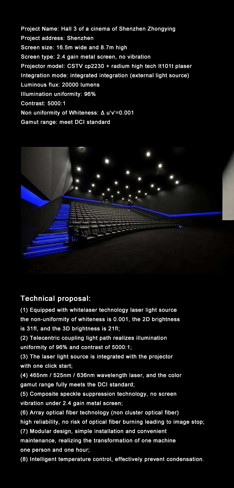 Replace Cinemas projector Arc Xenon Lamp  with laser light source Applicable Barco/Christie/NEC movie theater film
