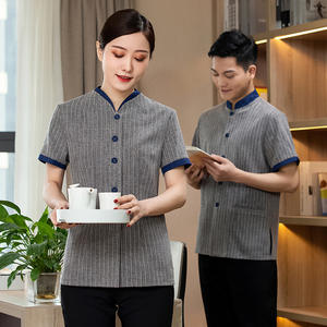 クリーナーチュニックとパンツレストランスタッフスクラブユニフォームのためのユニセックスハウスキーピング受付ホテルユニフォーム - Product Image 3