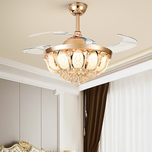 Lámpara de ventilador de cristal de <span class=keywords><strong>loto</strong></span> creativa con control remoto espectro completo <span class=keywords><strong>viento</strong></span> suave luz de ventilador de techo para el hogar restaurante dormitorio - Product Image 5