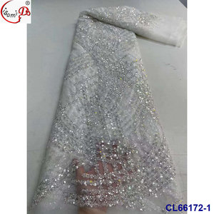 Gaun pengantin tulle renda dengan desain payet mutiara ringan elegan multi warna, RTS Lisami Ripstop 100% poliester - Product Image 2