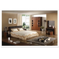 Vente en gros de prix de gros Maison moderne et élégant Lit double moderne en MDF Armoire de chevet Ensembles de meubles de chambre à coucher
