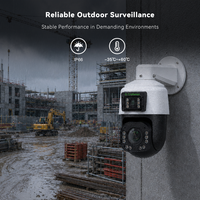 Caméra de sécurité PTZ IP POE à double capteur 4MP+4MP GCraftsman avec double objectif 2,8 mm et zoom 20X, vision nocturne, extérieur