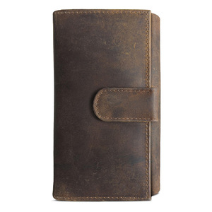 Men's Genuine Leather <b>Long</b> <b>Wallet</b> Dark Brown 6 Inch Zipper Closure Multi Card Slots Everyday Use - Product Image 3