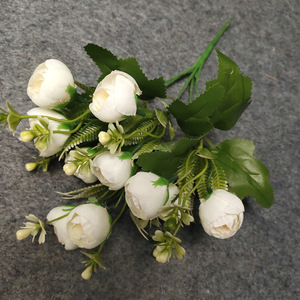 YOPIN-1503 Roses artificielles en soie, <span class=keywords><strong>mini</strong></span>-bouquets de fleurs de roses blanches, 33 cm, pour mariage, Halloween, Pâques, Nouvel An chinois - Product Image 6