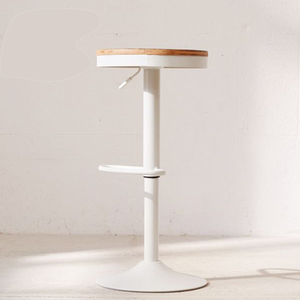 <span class=keywords><strong>Tabouret</strong></span> <span class=keywords><strong>de</strong></span> <span class=keywords><strong>bar</strong></span> pivotant à hauteur réglable avec siège rond en <span class=keywords><strong>bois</strong></span> massif, base en métal, finition personnalisée - Product Image 2