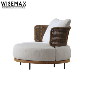 Canapé de salon moderne pour hôtel commercial, chaise longue en corde tressée pour l'extérieur, canapé en aluminium avec coussin pour patio, ensemble de canapé d'extérieur moderne - Product Image 5