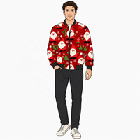 Veste de Noël pour homme à col montant zippé, imprimé numérique, motif léopard, style décontracté et sportif