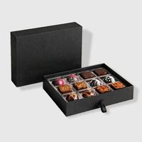 Boîte cadeau en carton rigide pour chocolat, biodégradable, écologique, de luxe, avec lamination brillante, feuille d'or, taille personnalisée