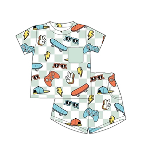 Offre Spéciale – Ensemble 2 Pièces Personnalisable pour Garçons : T-shirt Manches Courtes et Short, Col Rond, avec Poche, Idéal pour l'École en Été - Product Image 5