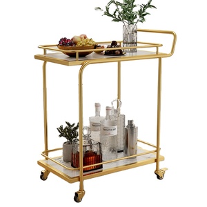 Hotel Top Grade Portable <strong>Food</strong> <strong>Cart</strong> Commercial Gold Wine Rack Iron Cake Delivery Car Multi Purpose Trolley - Product Image 1