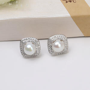 Wenchi S925 <b>Silver</b> Butterfly <b>Earrings</b> with Personalized <b>Pearls</b> DIY Accessories Empty Holder for Female China - Product Image 2