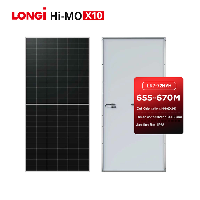 For Hi-Mo X10 Series Solar Panels LR7-72HVH 655W-670W Mono BC Technology 24% High Efficiency Anodized Aluminum Frame IP68