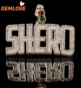 GEMLOVE Custom Pendant Letter Name Pendant <b>Charm</b> Iced Hiphop Jewelry Pendant Necklace - Product Image 1