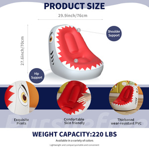 Pursuefree <b>Inflatable</b> <b>Sofa</b> Shark Design Portable Kids Chair Indoor Outdoor Play Furniture - Product Image 4