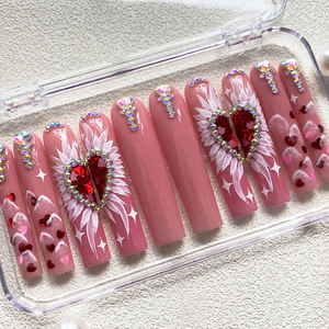 <span class=keywords><strong>Uñas</strong></span> Postizas Acrílicas Desmontables con Diseño <span class=keywords><strong>de</strong></span> Bailarina Pintadas a Mano, Venta al por Mayor, 10 Piezas, <span class=keywords><strong>Uñas</strong></span> Extra Largas Hechas a Mano - Product Image 1