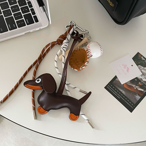 Ins kore örgülü halat anahtarlık kolye sevimli köpek deri çanta anahtarlığı kolye LWD - Product Image 2