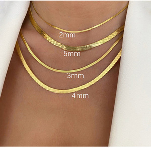 Collar <span class=keywords><strong>de</strong></span> cadena <span class=keywords><strong>de</strong></span> serpiente plana <span class=keywords><strong>de</strong></span> <span class=keywords><strong>acero</strong></span> <span class=keywords><strong>inoxidable</strong></span> 304 chapado en oro <span class=keywords><strong>Hoya</strong></span> al por mayor, gargantilla unisex, joyería <span class=keywords><strong>de</strong></span> moda, collares en capas - Product Image 5