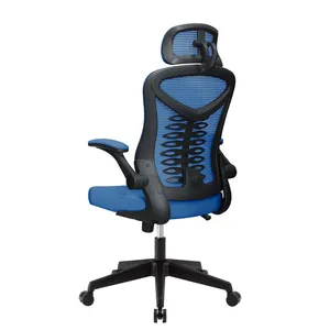 Online sıcak satış ofis mobilyaları flip up kol dayama ile ergonomik dönen fileli sandalye döner ofis koltuğu