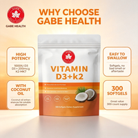 Capsules de Vitamine D3 K2 à Marque Blanche OEM avec K2 MK7, 300 Gélules Molles pour la Santé Osseuse, Immunitaire et Cardiaque, à l'Huile de Coco, Personnalisables