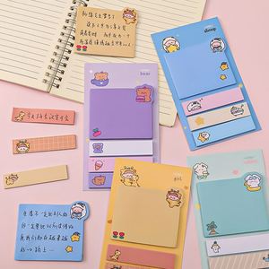 X418 Blocs-notes autocollants de papeterie à motifs de dessins animés pour étudiants et bureau, pour mémos classifiés, marqueurs de messages et index, réutilisables - Product Image 2
