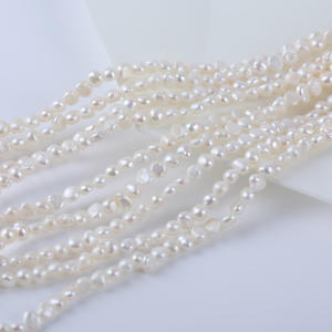 Zhuji Natural 18cm3-4mm Baroque Freshwater White <b>Pearl</b> Beads Two Sided Light Side Hole DIY Irregular Handmade <b>Loose</b> <b>Pearls</b> - Product Image 4