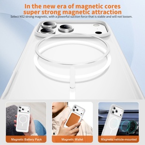 Coque de téléphone magnétique mate en gros pour iPhone 17 15 16 Pro Max 14 15 Plus 17 Air avec cadre antidérapant et protection intégrale - Product Image 3