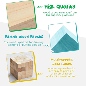 358 PCS đầy màu sắc khối xây dựng bằng gỗ tự nhiên khối vuông cho nghệ thuật Tự làm dự án thủ công mỹ nghệ bé showers khối gỗ chưa hoàn thành - Product Image 5
