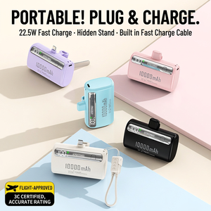 พาวเวอร์แบงค์ขนาดกะทัดรัด 10000mAh ชาร์จเร็ว 22.5W พร้อมขาตั้งและสายคล้องคอ ปลอดภัยสำหรับการเดินทางบนเครื่องบิน - Product Image 3