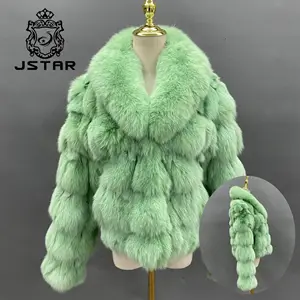 Jstar factory women winter female casual style fur coat fashion design outerwear fur collar real fox head fur garment