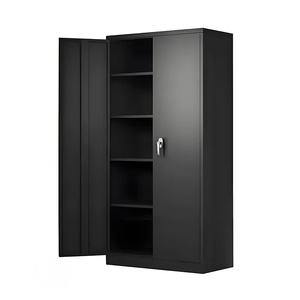 <span class=keywords><strong>Armoire</strong></span> de classement de bureau moderne en acier noir pliable avec coffre-fort et serrure à clé - Product Image 1